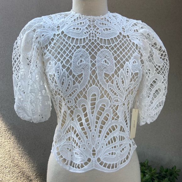 Peach Clothing NWT white front sheer lace top back zipper size Small - Picture 5 of 10